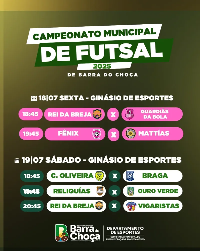 Campeonato Municipal de Futsal 2025: Rodada imperdível neste final de semana