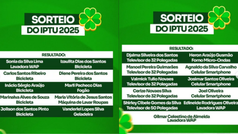  IPTU Premiado Barra do Choça 